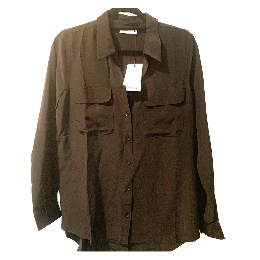 Anime Bing Black Silk Shirt, sz Medium